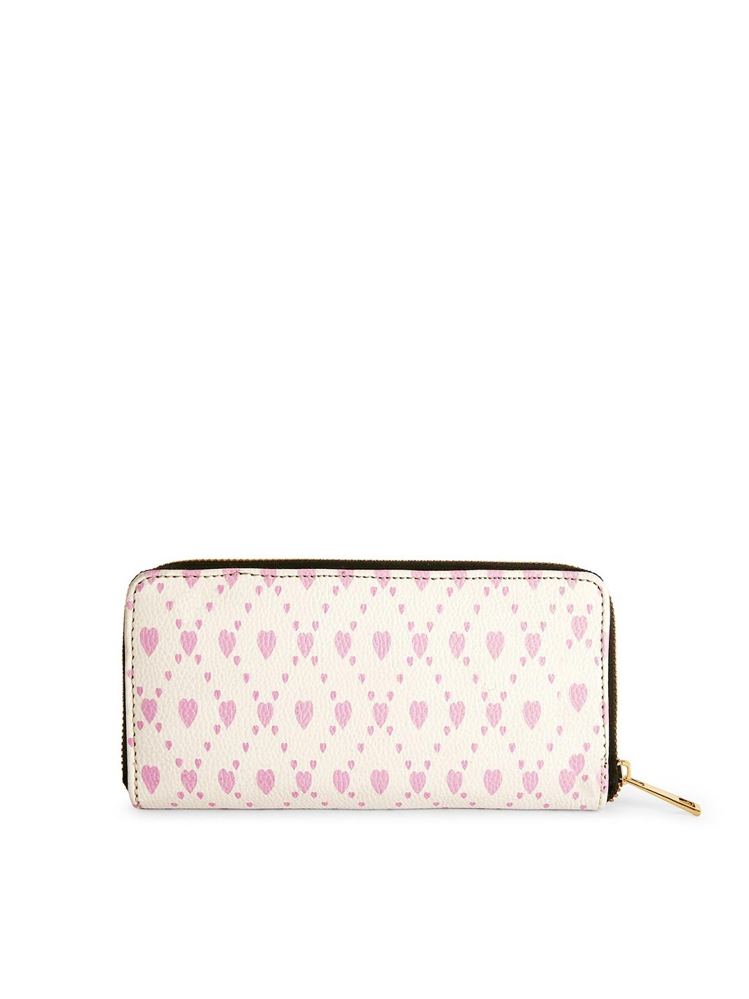 

TEAM 11 Women Pink & White Geometric Printed Zip Around Wallet