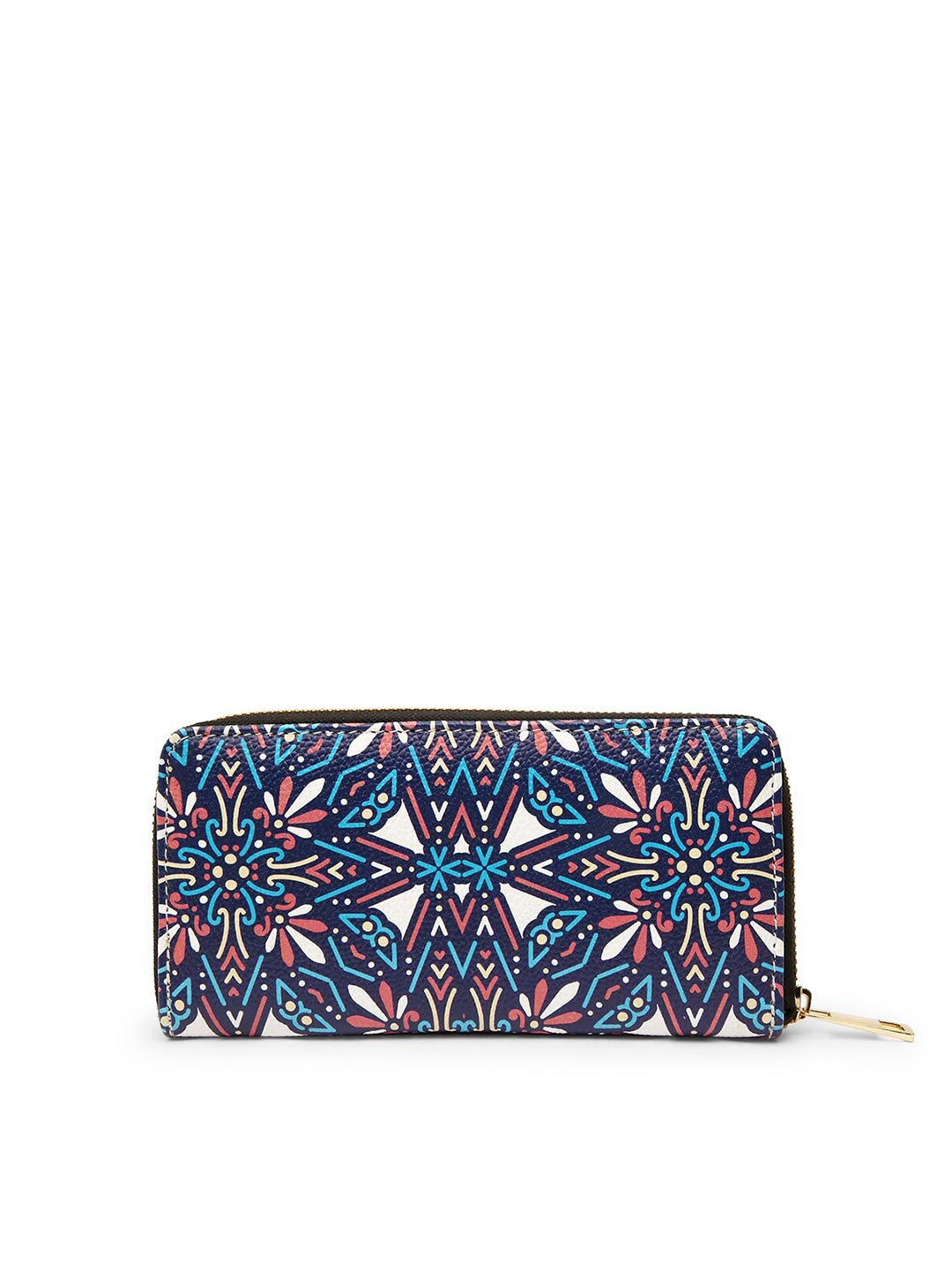

TEAM 11 Women Blue & Black Printed Zip Detail Zip Around Wallet