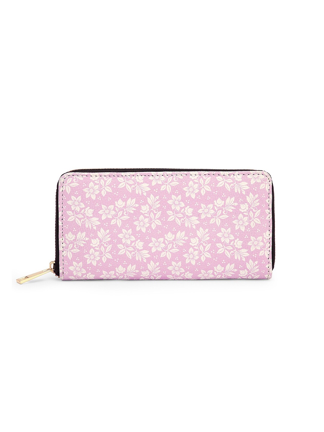 

TEAM 11 Women Pink & White Floral Printed Zip Detail Zip Around Wallet