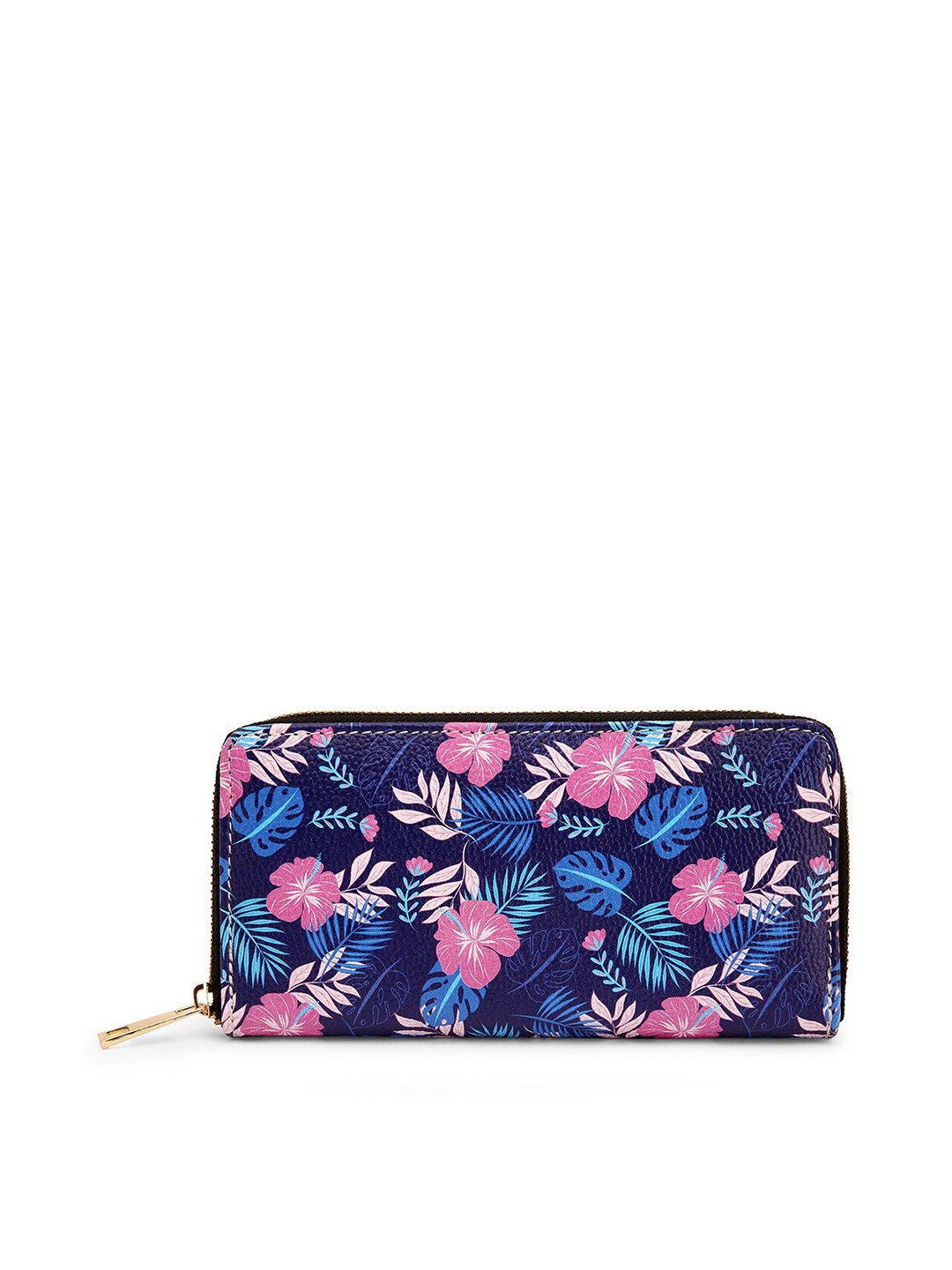 

TEAM 11 Women Blue & Pink Floral Printed Zip Detail Zip Around Wallet