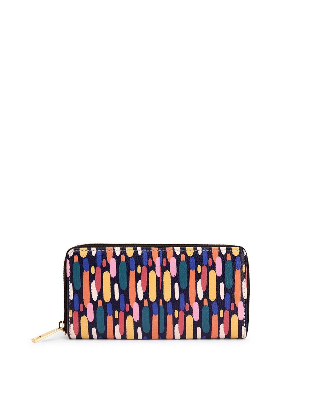

TEAM 11 Women Blue & Red Geometric Printed Zip Around Wallet