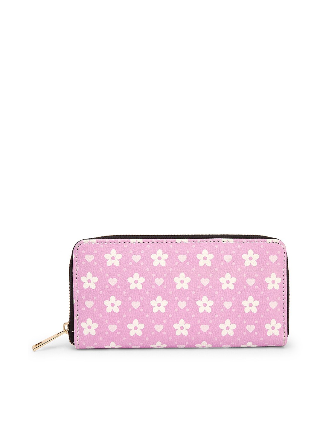 

TEAM 11 Women Pink & White Floral Printed Zip Detail Zip Around Wallet