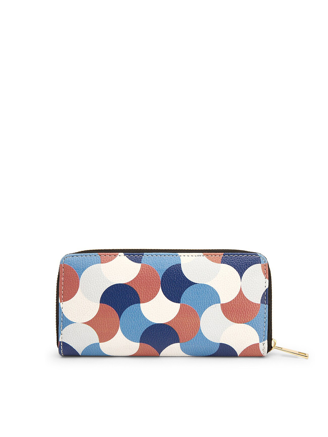 

TEAM 11 Women Blue & Brown Abstract Printed Zip Detail Zip Around Wallet