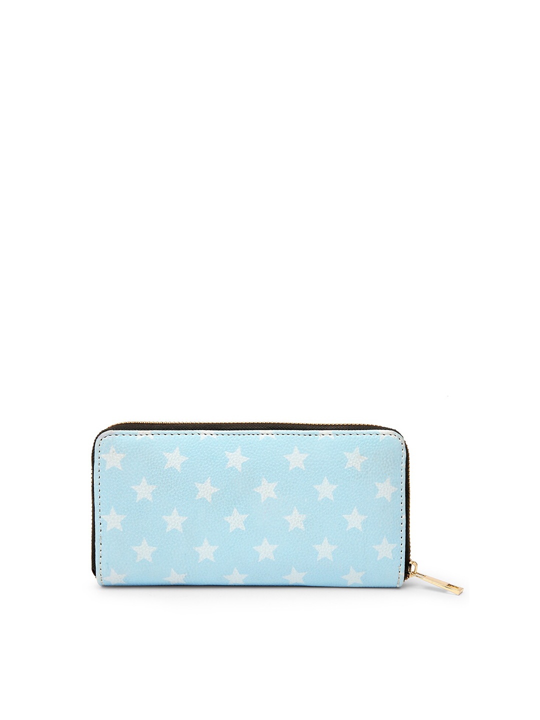 

TEAM 11 Women Blue & White Printed Zip Detail Zip Around Wallet