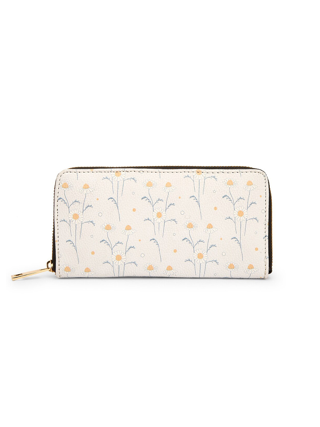 

TEAM 11 Women Beige & Blue Floral Printed Zip Detail Zip Around Wallet