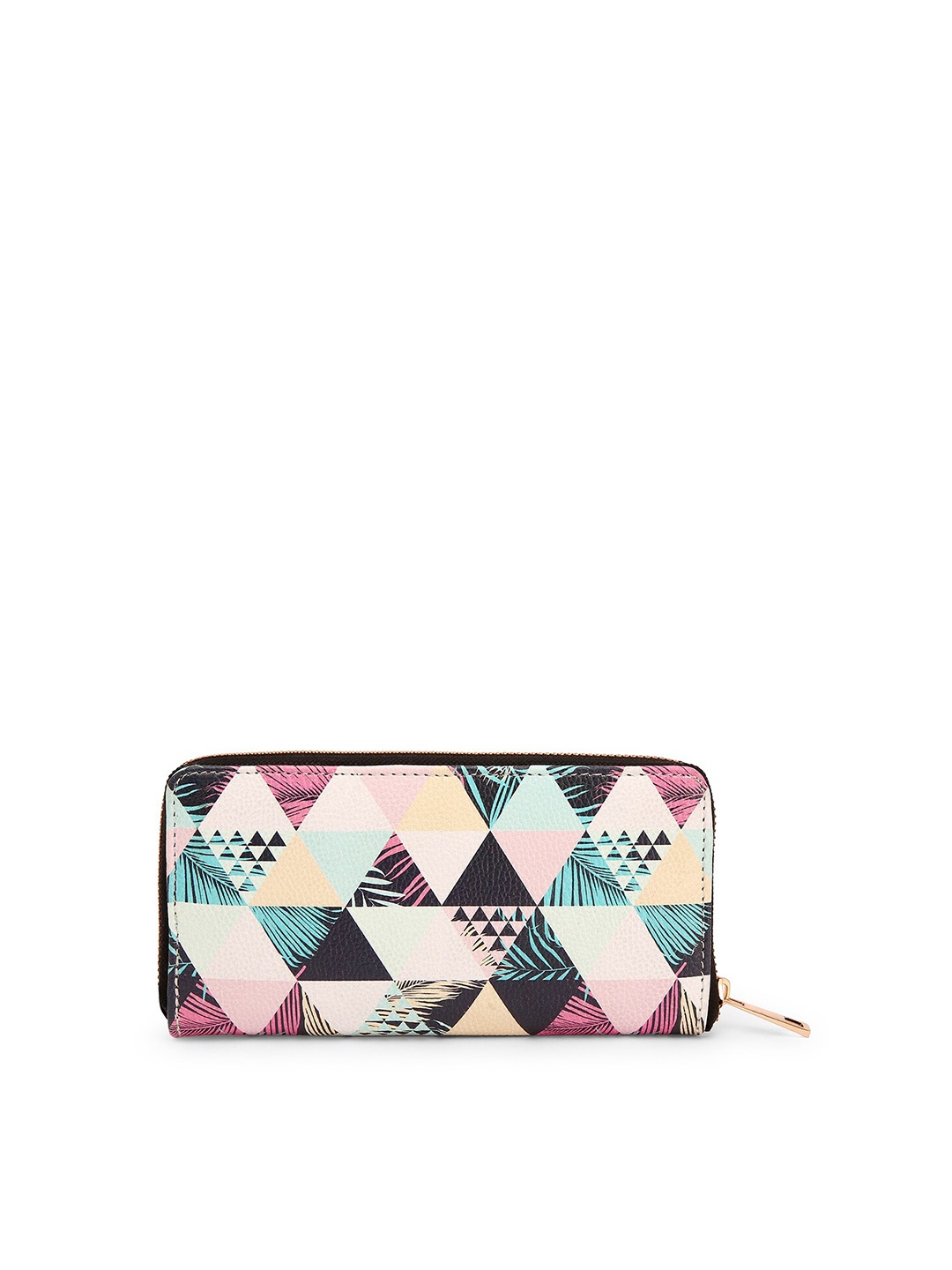 

TEAM 11 Women Black & Blue Geometric Printed Zip Detail Zip Around Wallet
