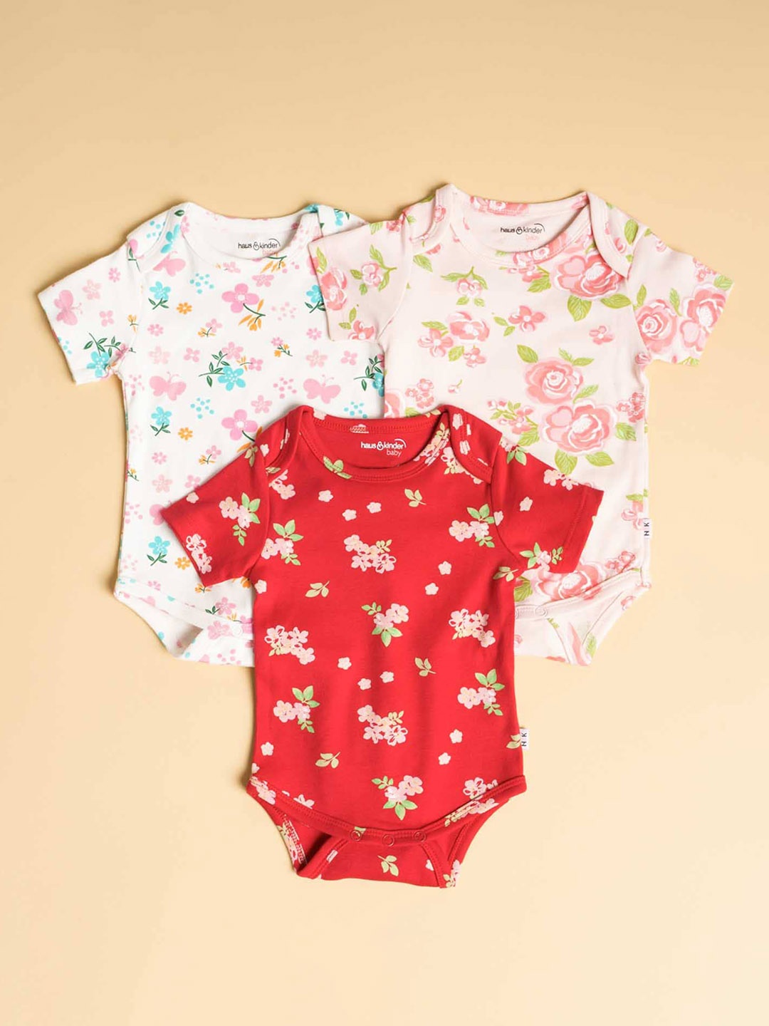 

Hopscotch Infant Kids Pack Of 3 Printed Pure Cotton Bodysuits, White