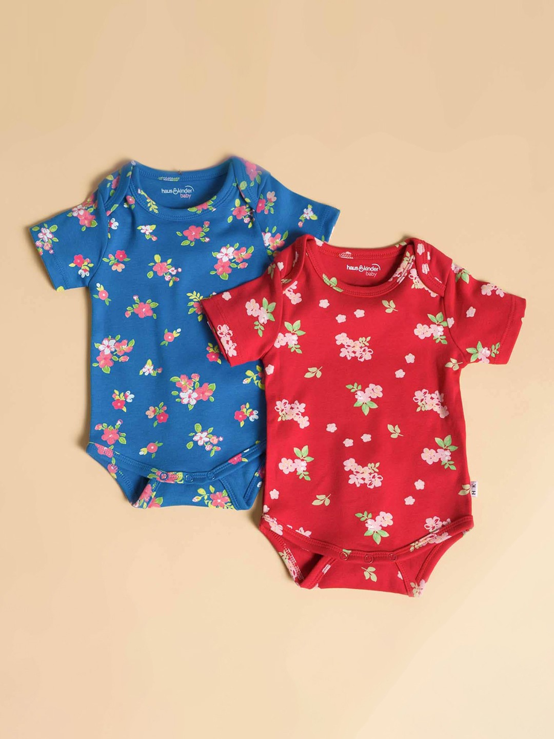

haus & kinder Kids Pack of 2 Printed Bodysuits, Red