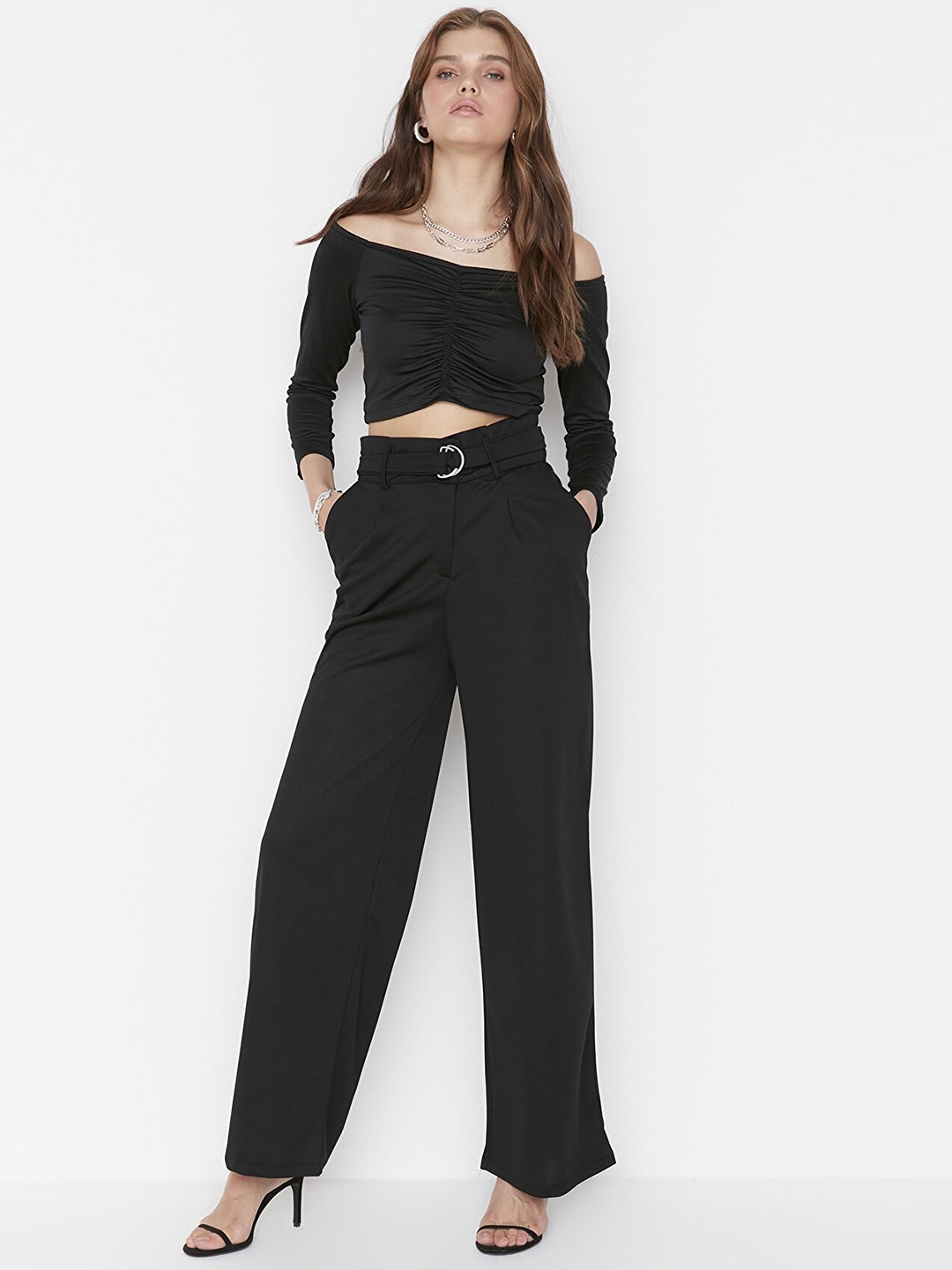 

Trendyol Women Black Parallel Trousers