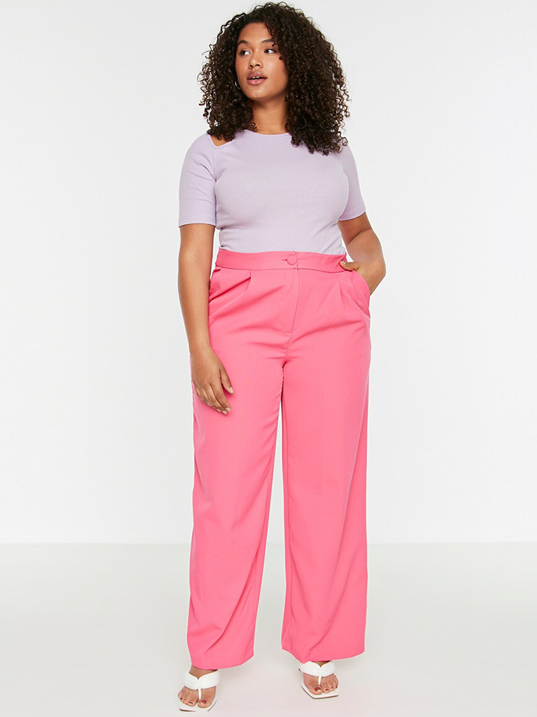 

Trendyol Women Pink Parallel Trousers