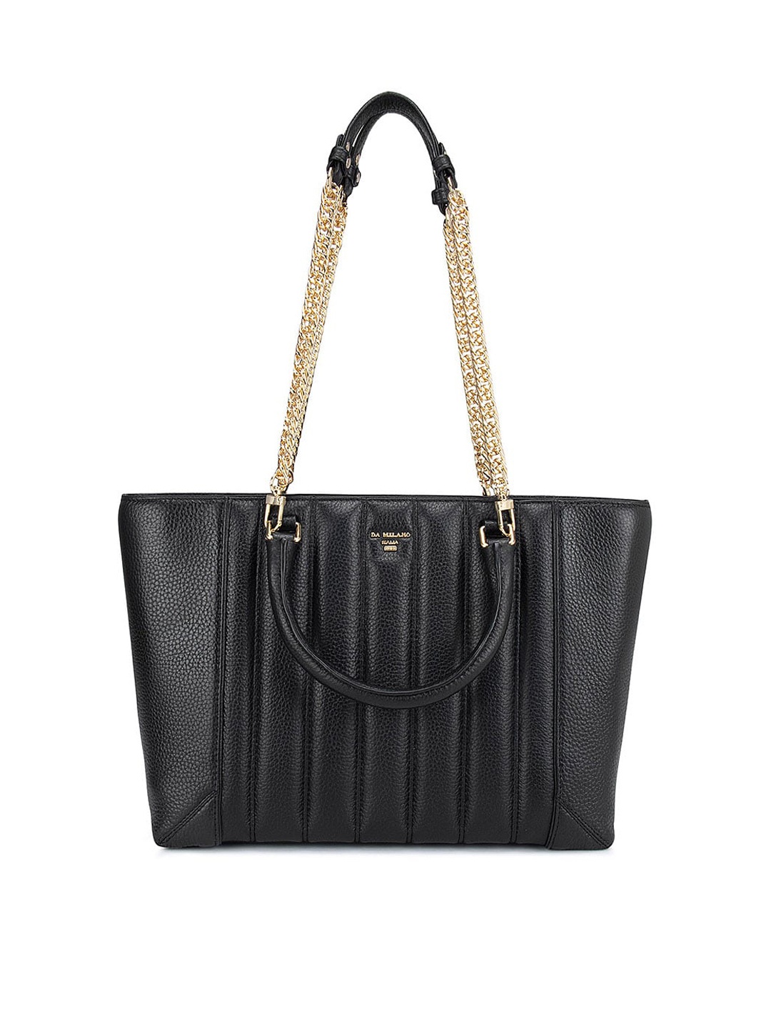 

Da Milano Women Black Textured Leather Structured Shoulder Bag