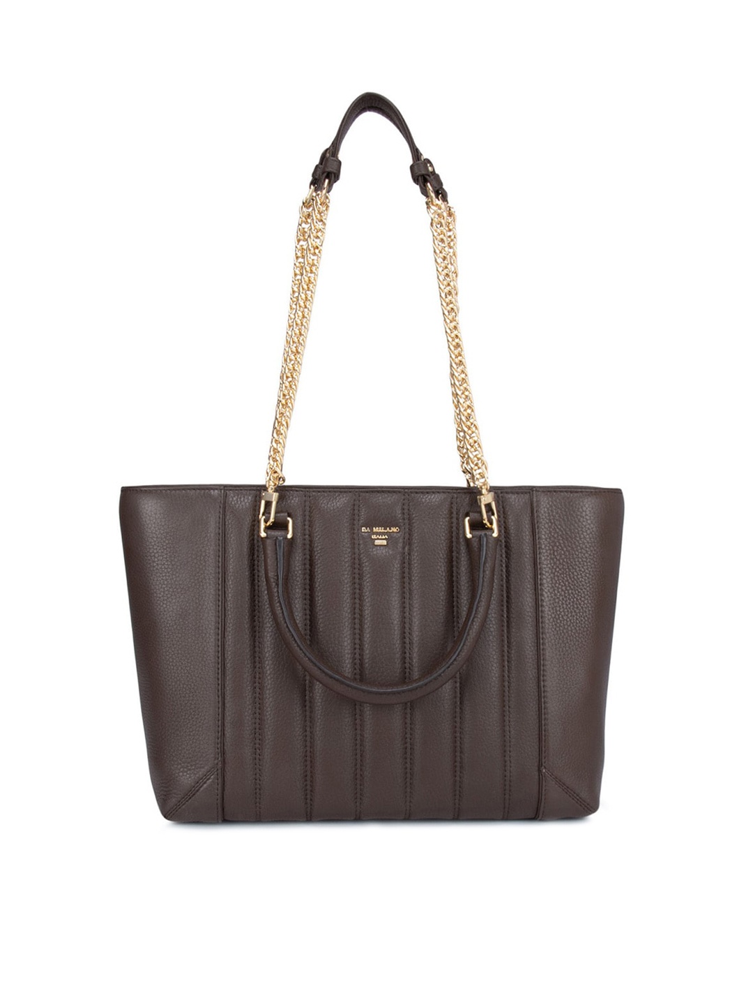 

Da Milano Brown Textured Leather Structured Tote Bag