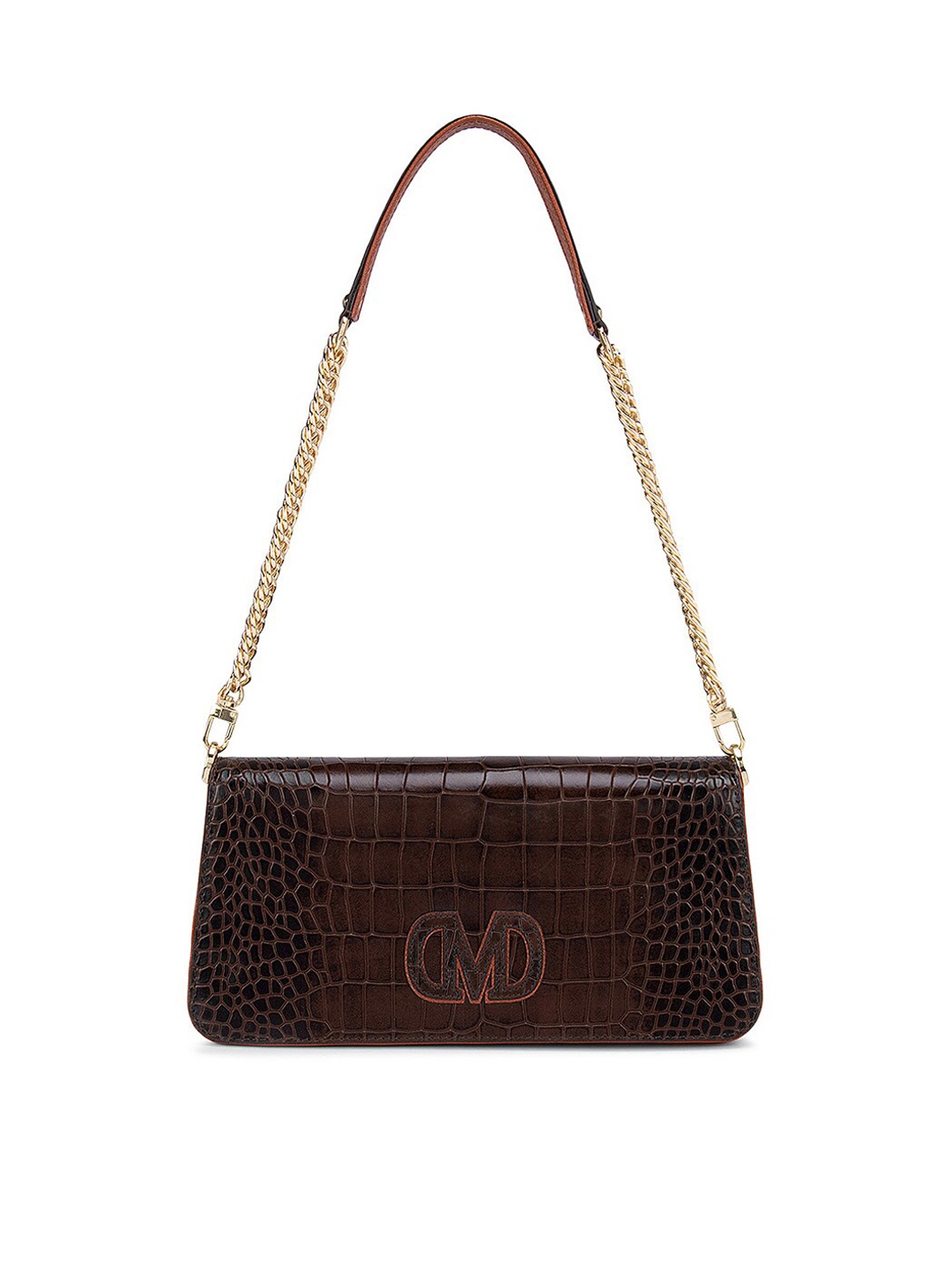 

Da Milano Brown Textured Leather Structured Shoulder Bag