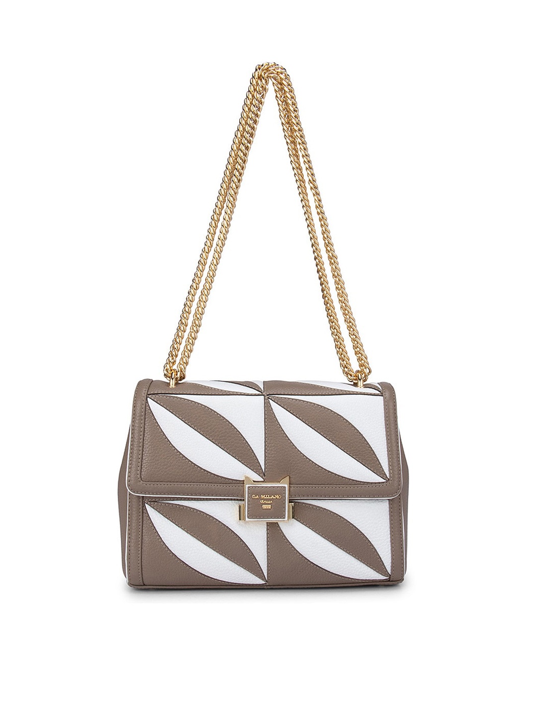

Da Milano Brown Colourblocked Leather Structured Sling Bag