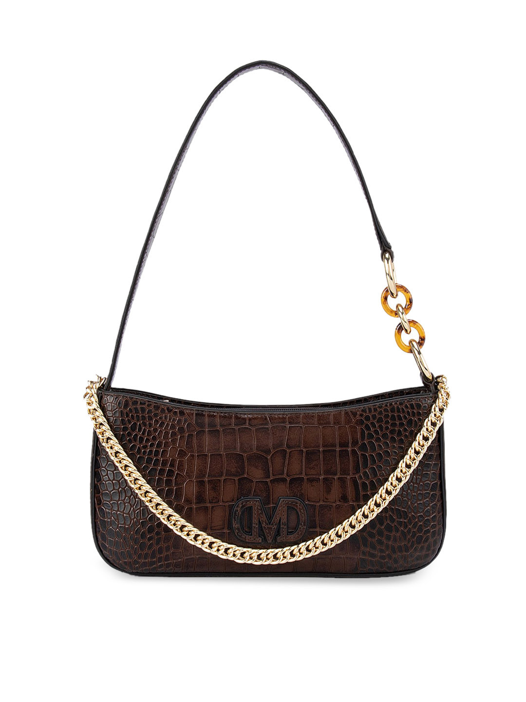 

Da Milano Brown Textured Leather Structured Shoulder Bag