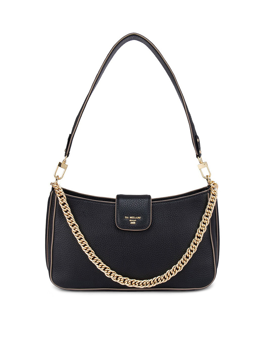 

Da Milano Black Leather Structured Handheld Bag