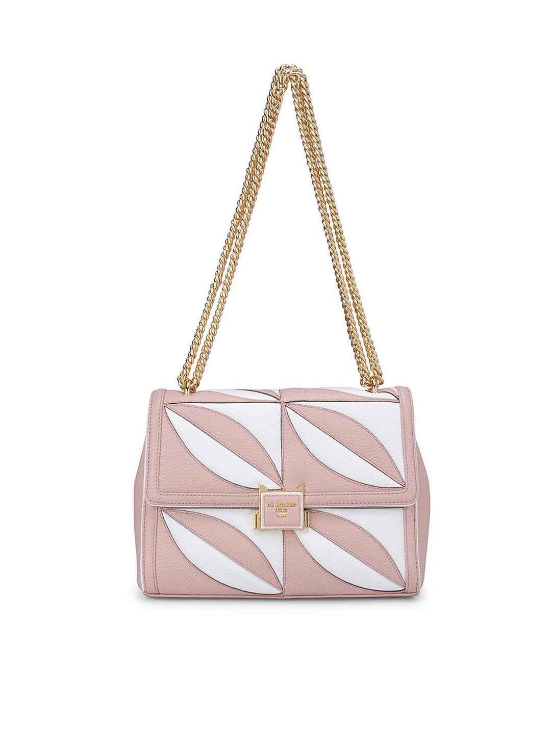 

Da Milano Pink Colourblocked Leather Structured Sling Bag