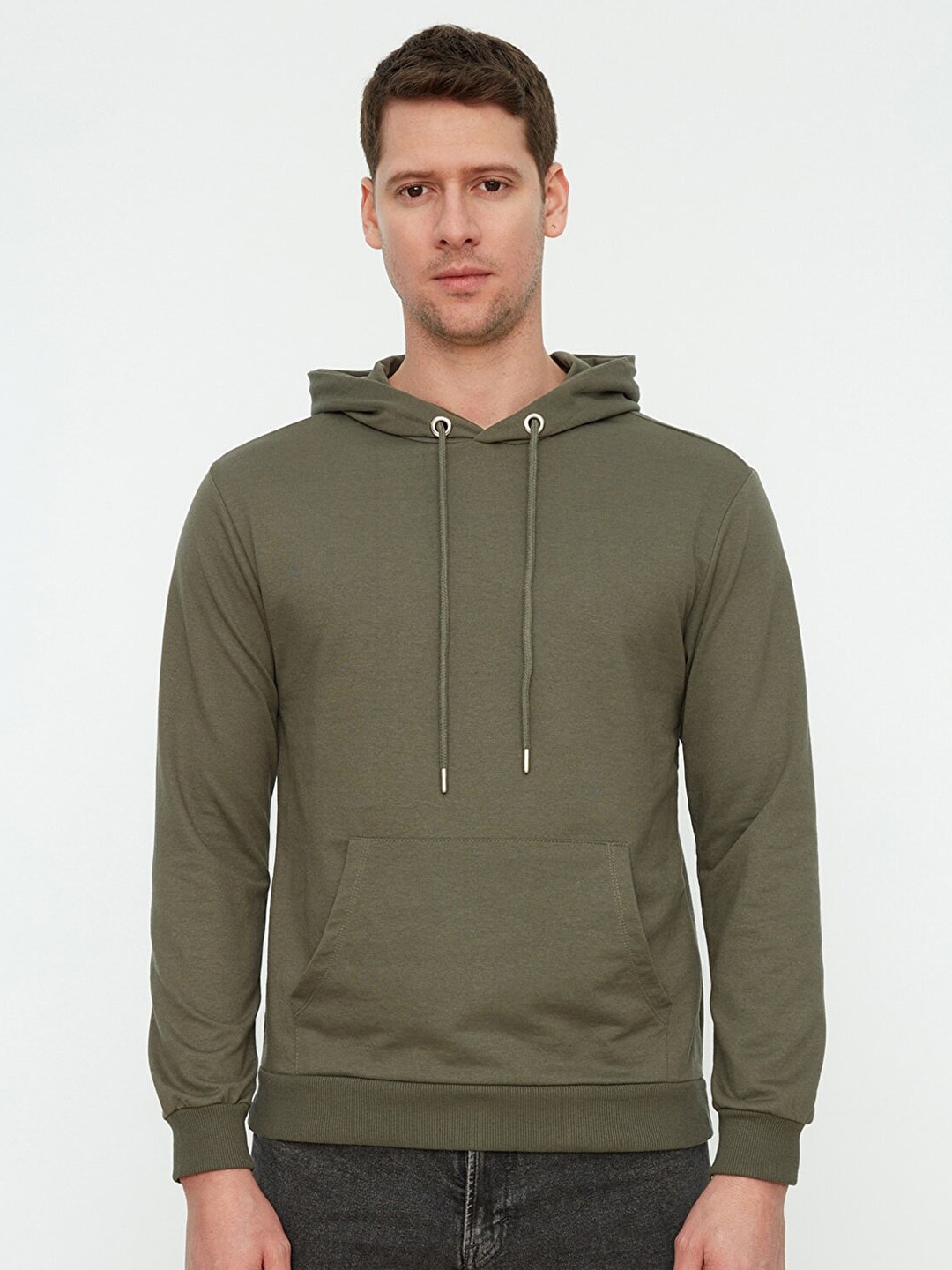 

Trendyol Men Khaki Hooded Sweatshirt