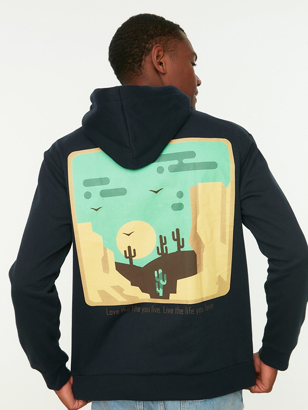 

Trendyol Men Green Printed Hooded Sweatshirt