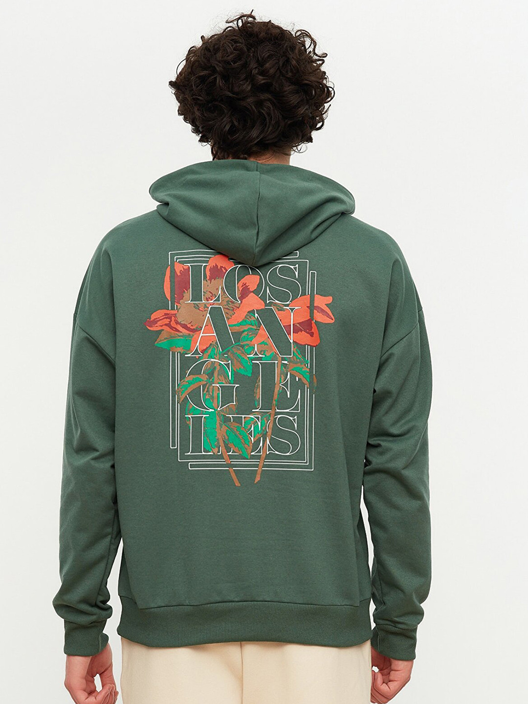 

Trendyol Men Green Typography Printed Hooded Sweatshirt