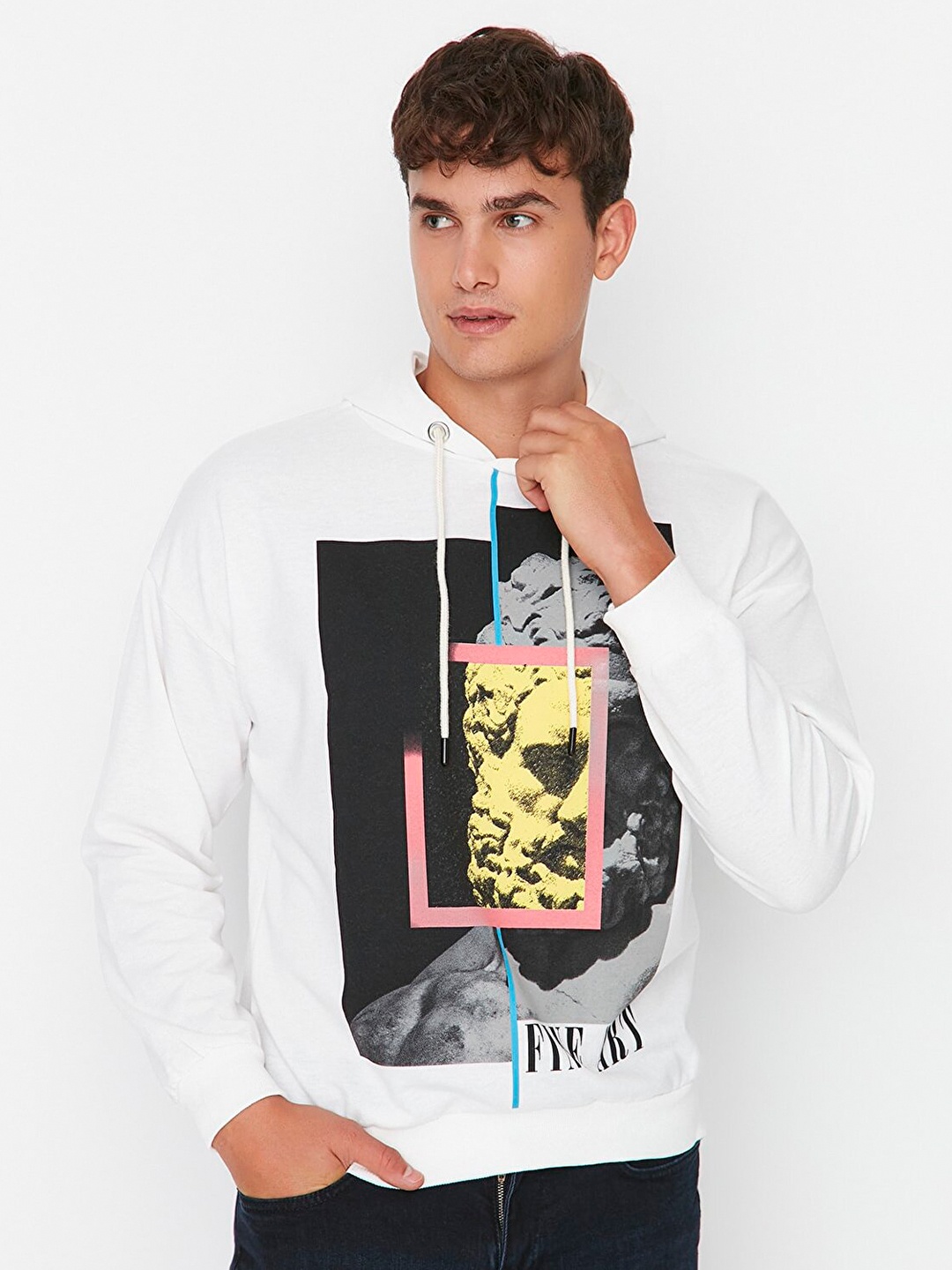 

Trendyol Men Off White Printed Sweatshirt