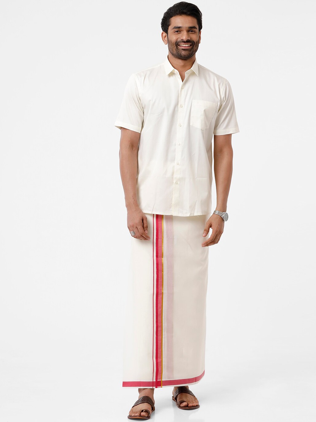 

Ramraj Men White Solid Pure Cotton Dhotis