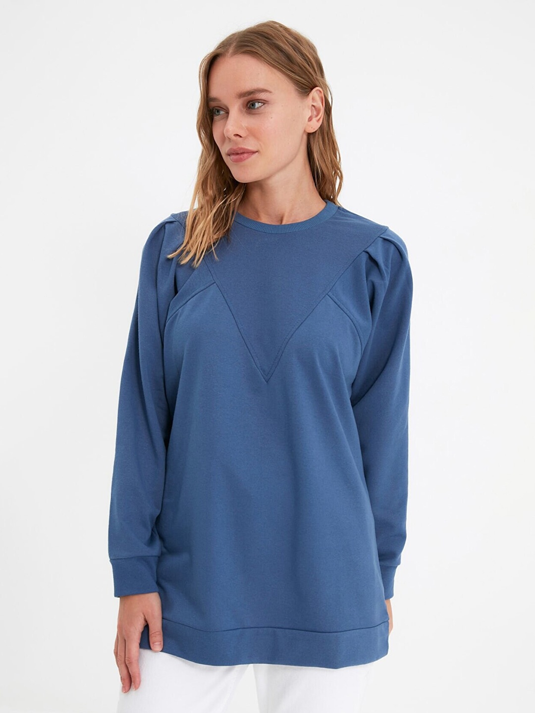 

Trendyol Women Blue Solid Sweatshirt