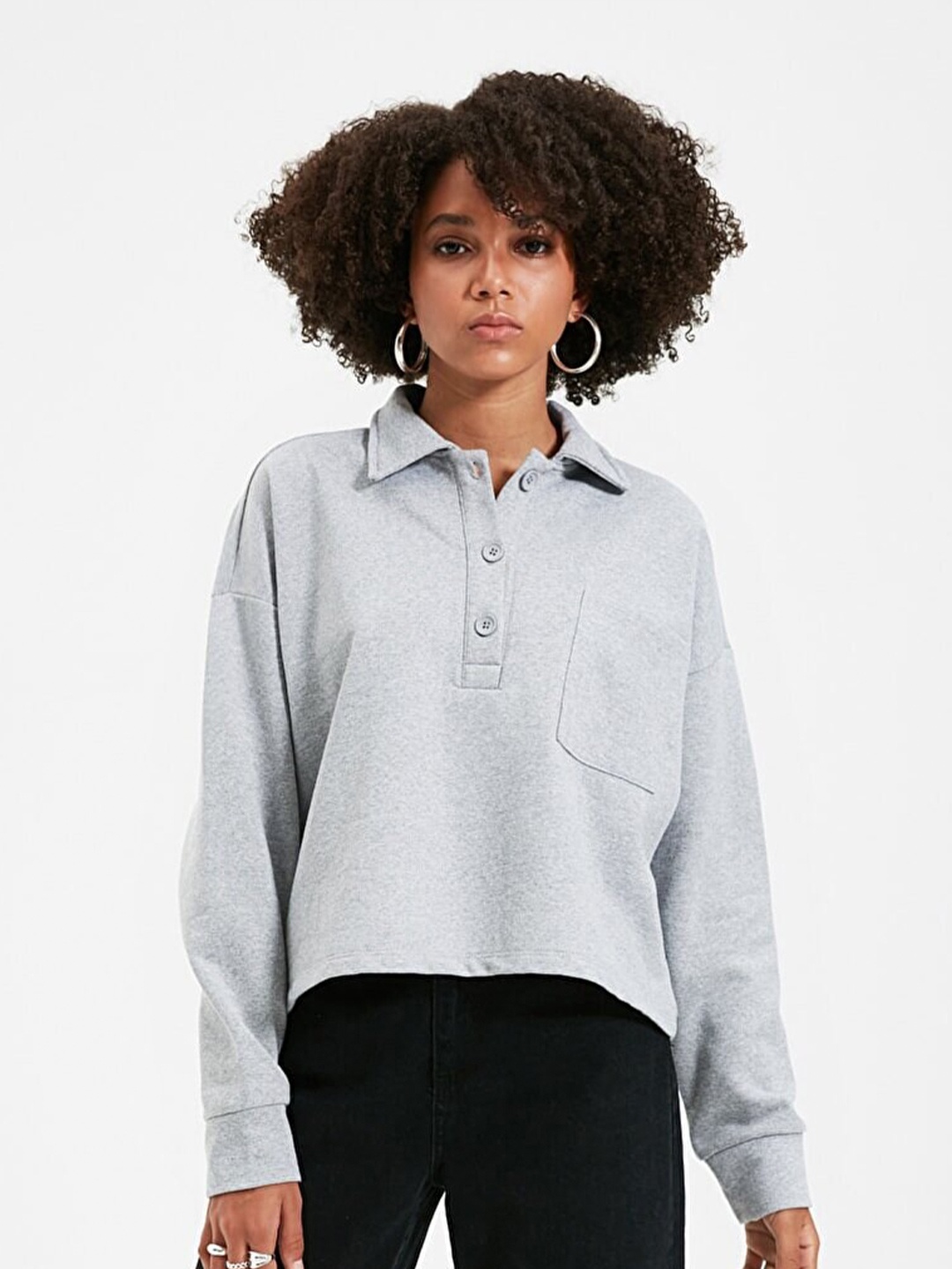

Trendyol Women Grey Cotton Sweatshirt