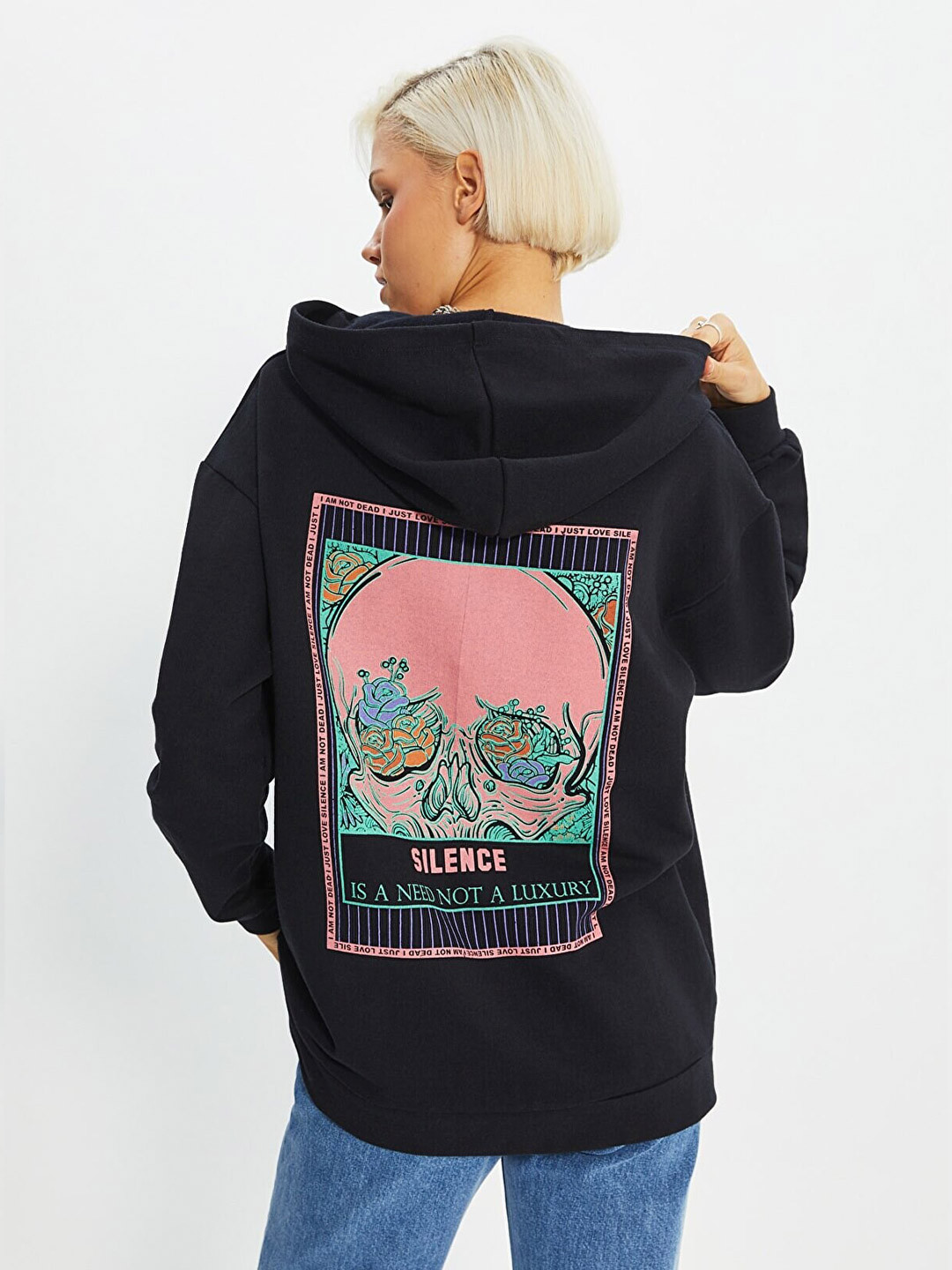 

Trendyol Women Black Printed Sweatshirt