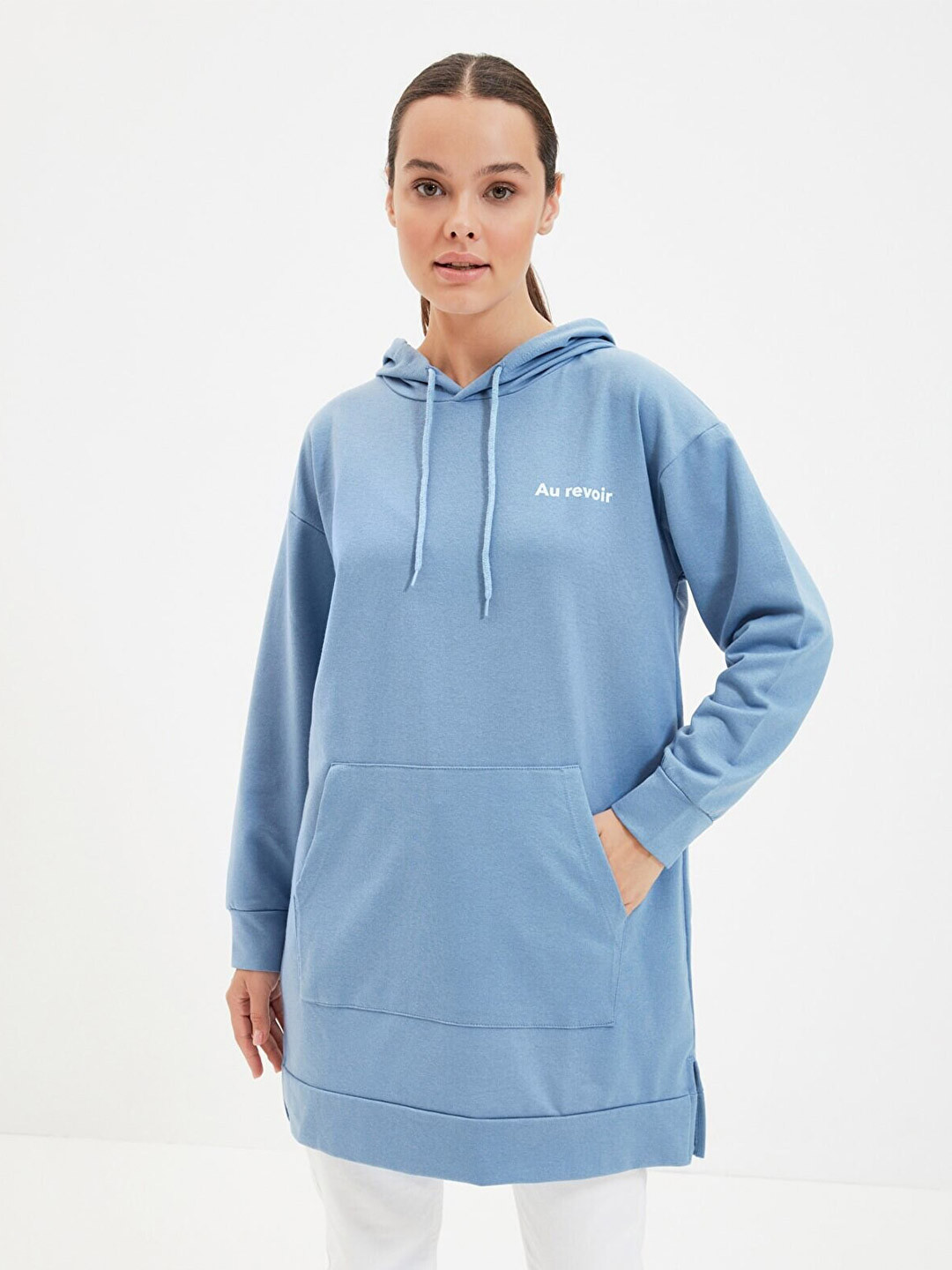 

Trendyol Women Blue Hooded Sweatshirt