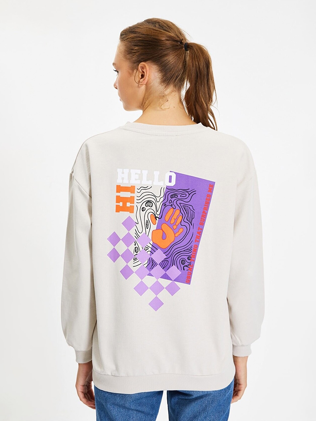 

Trendyol Women Beige Printed Sweatshirt