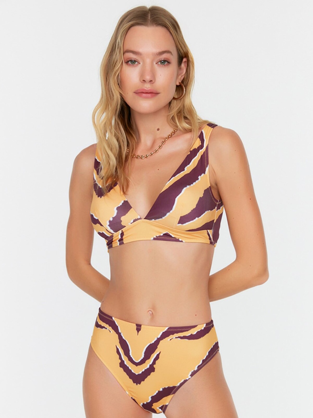 

Trendyol Women Orange Printed Bikini Swim Bottoms