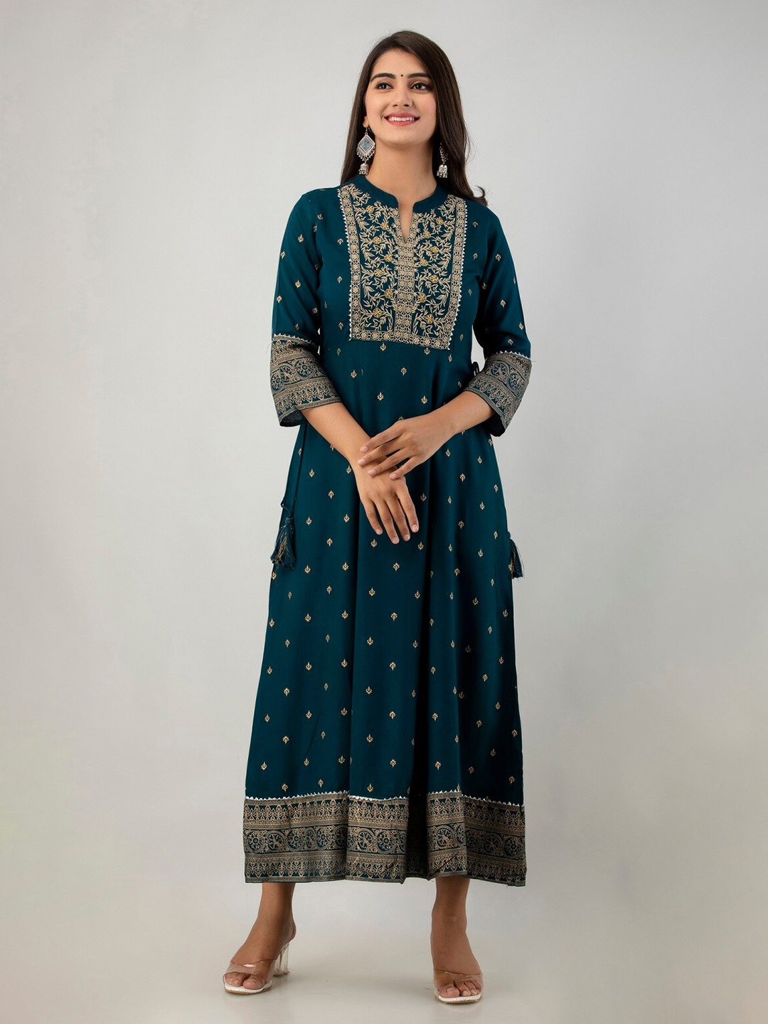 

Juniper Teal Ethnic Motifs Ethnic Maxi Dress