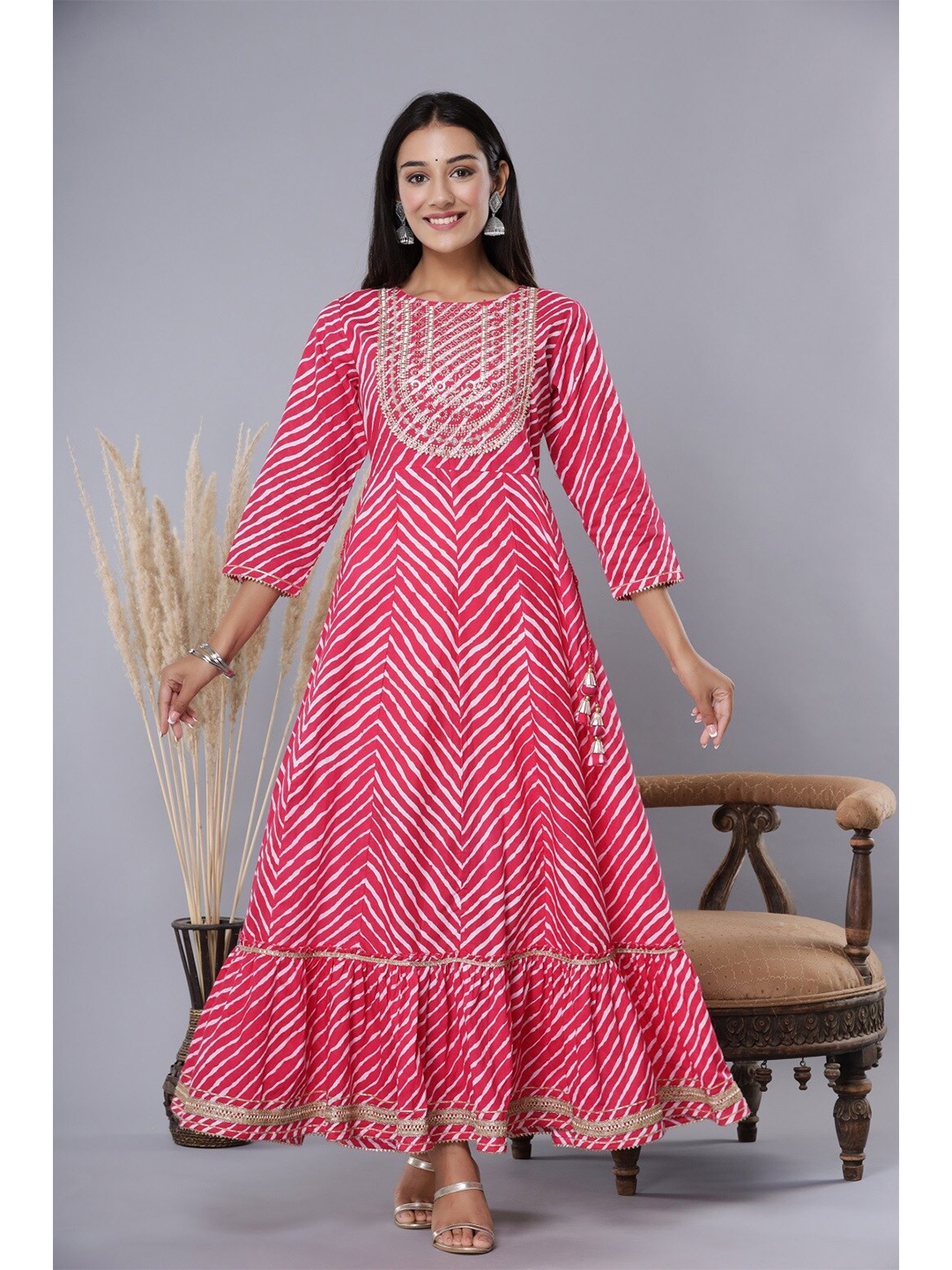 

Juniper Fuchsia Ethnic Motifs Ethnic Maxi Dress