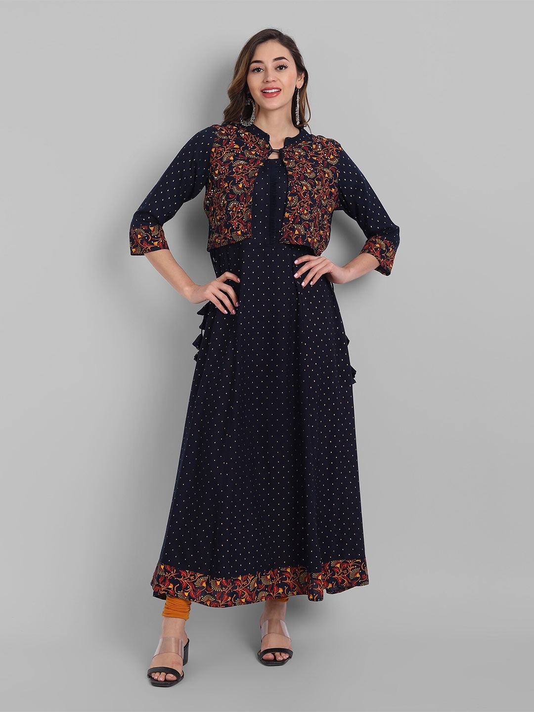 

Juniper Women Navy Blue Ethnic Maxi Dress