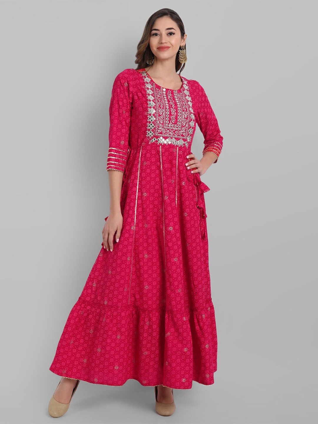 

Juniper Fuchsia Ethnic Motifs Embroidered Ethnic Maxi Dress