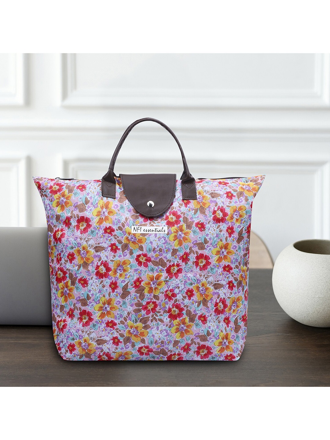 

NFI essentials Multicoloured Floral Printed Oversized Structured Tote Bag, Multi