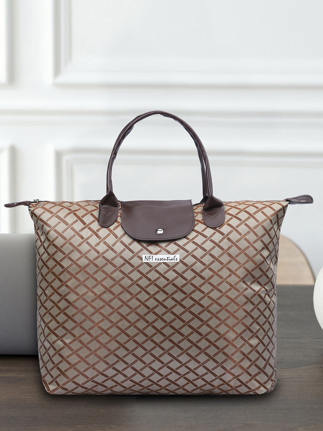 

NFI essentials Brown Oversized Shopper Tote Bag