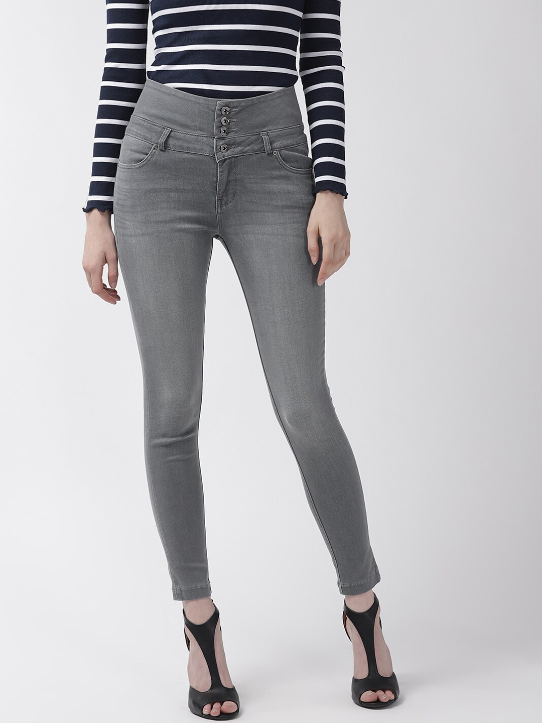 

Xpose Women Grey Comfort Slim Fit High-Rise Stretchable Jeans