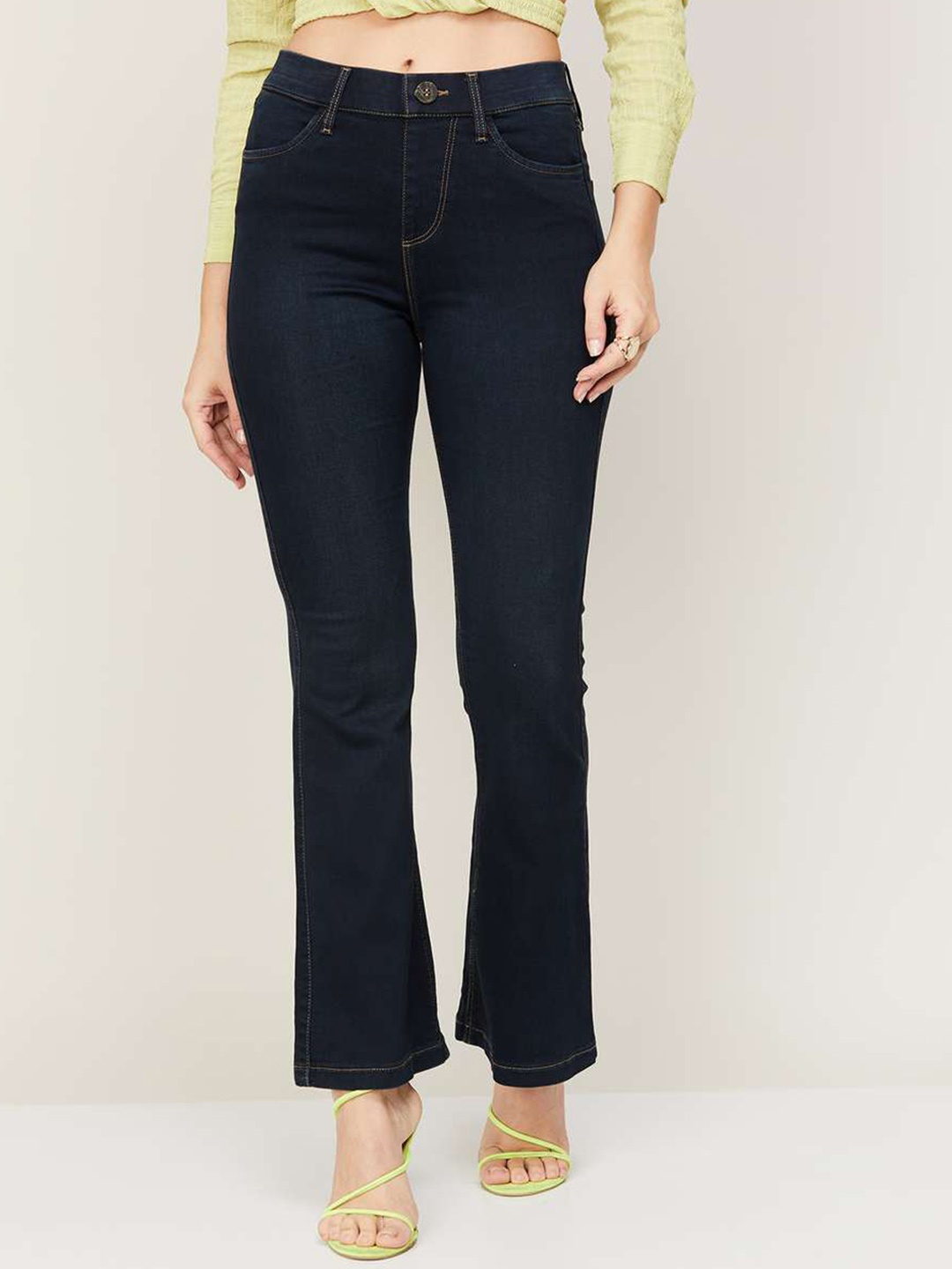 

Xpose Women Navy Blue Comfort Flared Stretchable Jeans