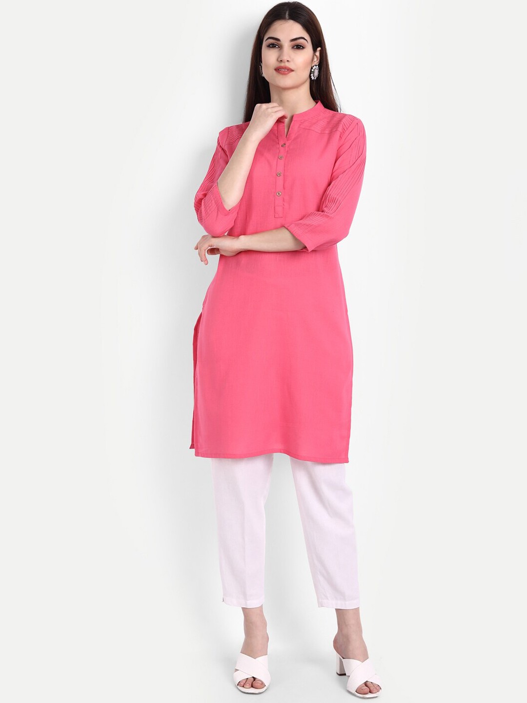 

fabGLOBAL Women Pink Cotton Kurta