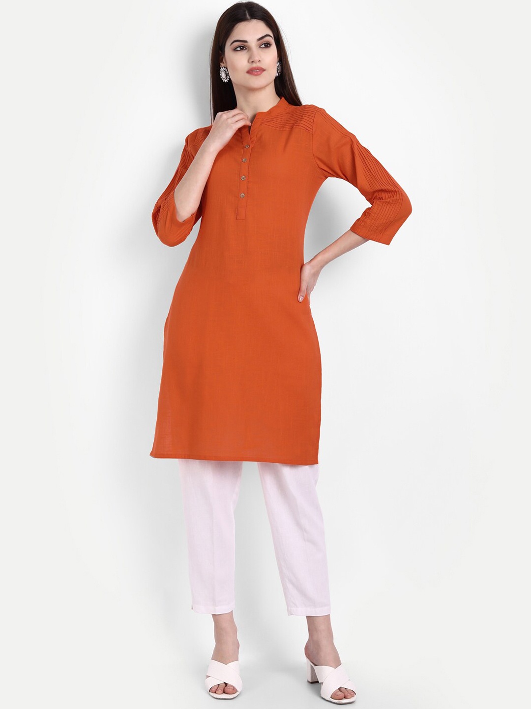 

fabGLOBAL Women Orange Kurta