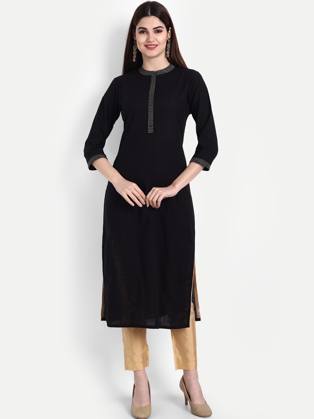 

fabGLOBAL Women Black Kurta