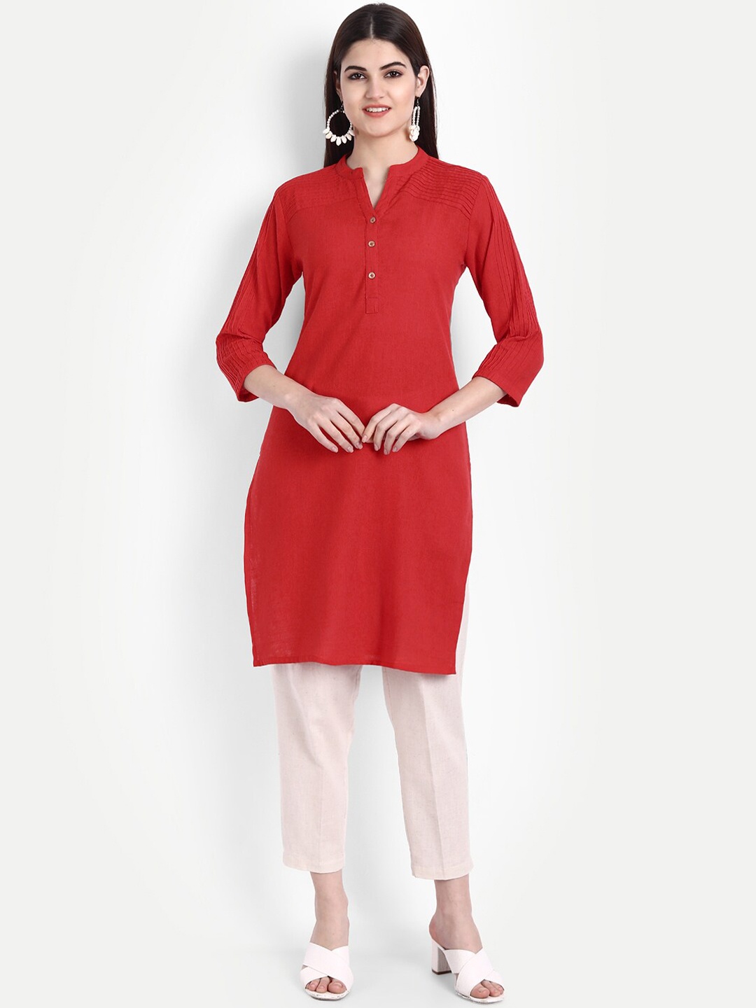 

fabGLOBAL Women Red Kurta