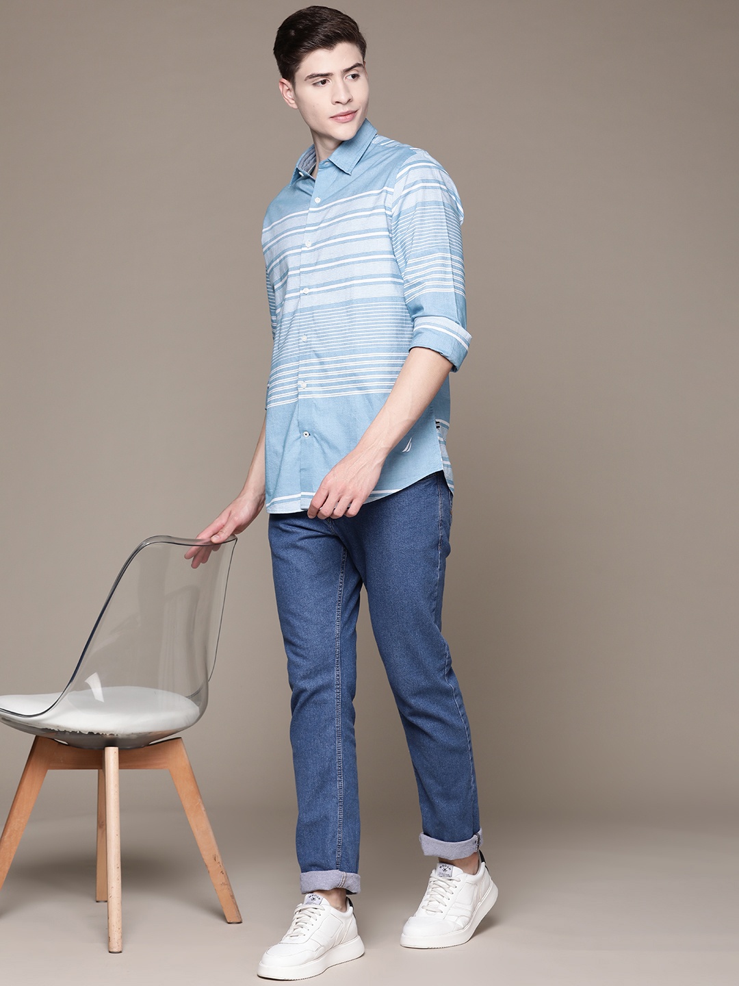 

Nautica Slim Fit Striped Casual Shirt, Blue