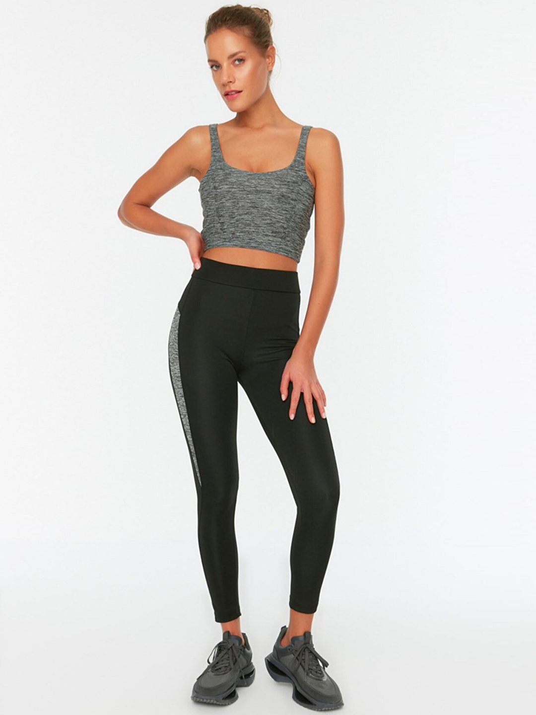 

Trendyol Women Black & Grey Solid Gym Tights