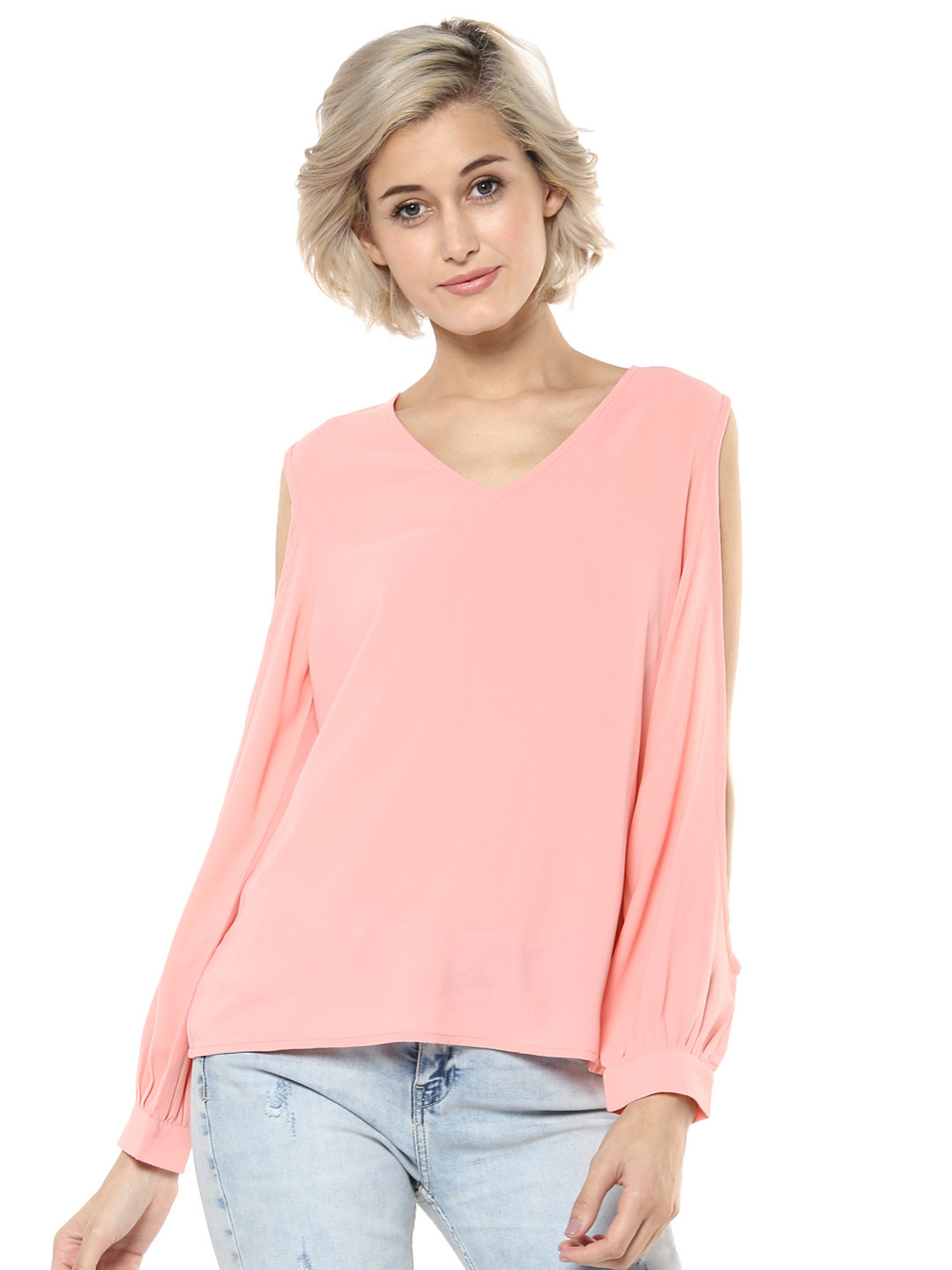 

Harpa Women Pink Solid A-Line Top