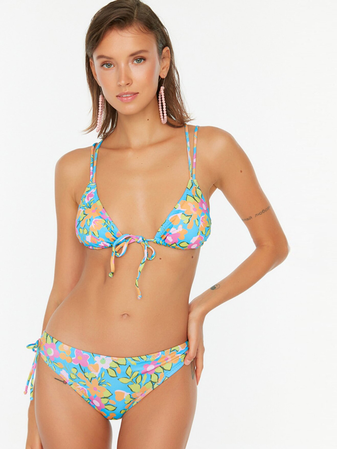 

Trendyol Women Blue Floral Print Swim Bikini Set