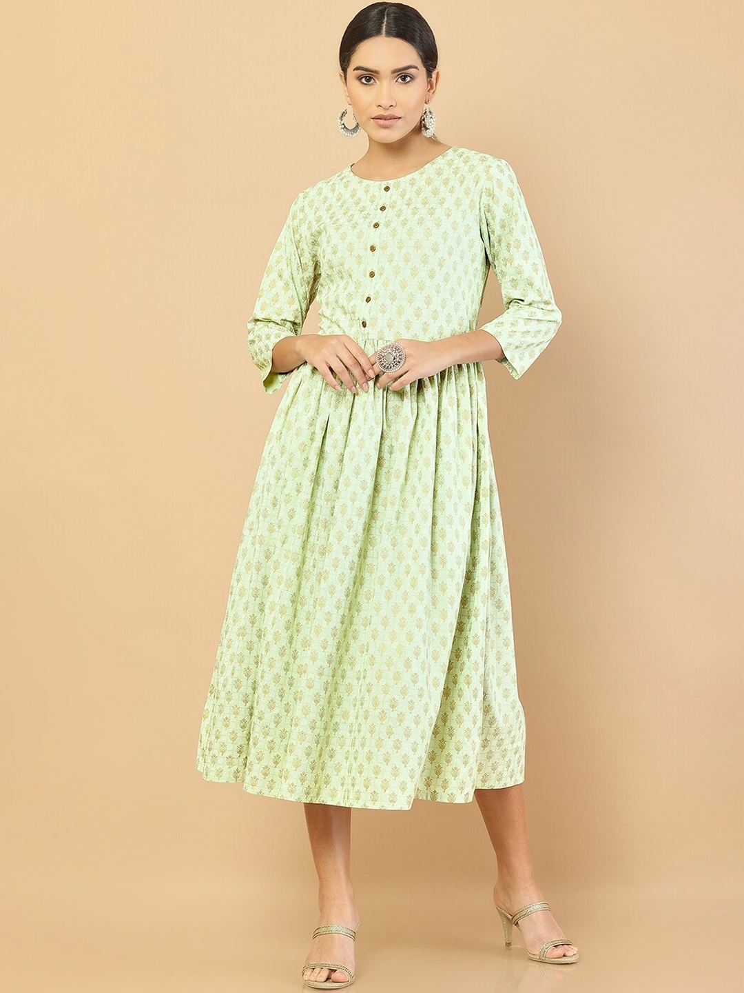 

Soch Women Green Ethnic Motifs Printed Anarkali Kurta