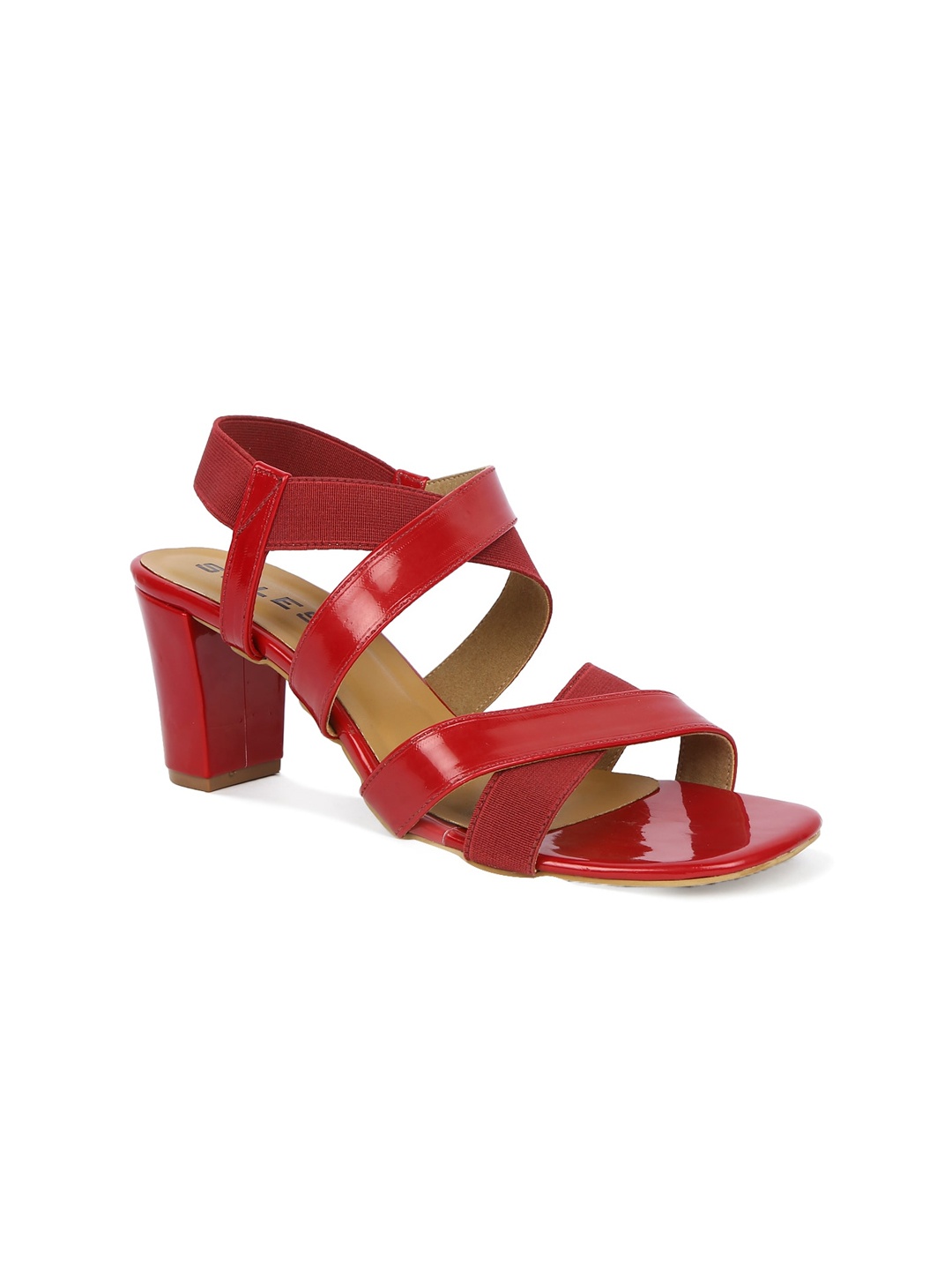

SOLES Maroon Block Sandals with Buckles